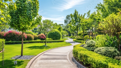 Beautifully landscaped gardens in a retirement village.