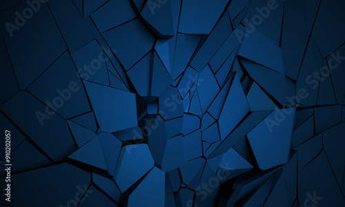 Abstract 3D blue broken black shadow background vector