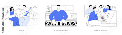 Learn playing music isolated cartoon vector illustrations se