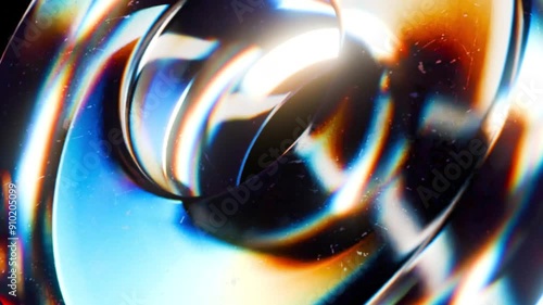 3d render abstract art video animation with surreal glass object in deformation transformation process with dispersion rainbow color spectrum prism effect on isolated black background