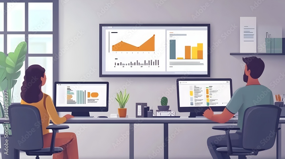 Team Discussing Big Data Analytics in Modern Office with Clear Visuals Team Discussing Big Data Analytics in Modern Office with Clear Visuals