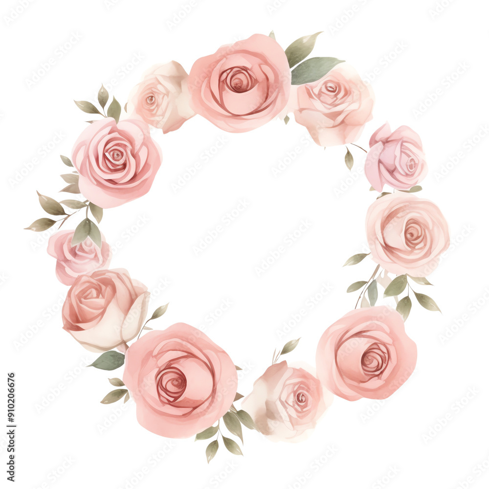 Elegant floral wreath with pink and white roses, ideal for wedding invitations, greeting cards, and romantic designs. Elegant floral wreath with pink and white roses, ideal for wedding invitations, greeting cards, and romantic designs.
