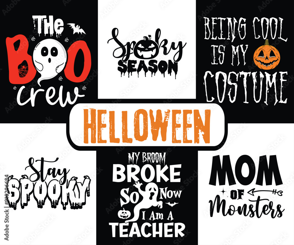Fototapeta premium Halloween SVG Bundle, Halloween SVG, Halloween Cut Files, Fall Svg, Pumpkin Svg, Fall Shirt, Cut File For Cricut, Halloween t-shirt bundle