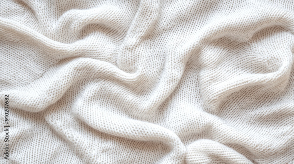 Fototapeta premium Close-up of white jersey fabric texture with visible knit pattern, perfect for backgrounds and textiles