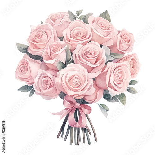 A beautiful bouquet of pale pink roses tied with a pink ribbon. Perfect for weddings, anniversaries, and special occasions.