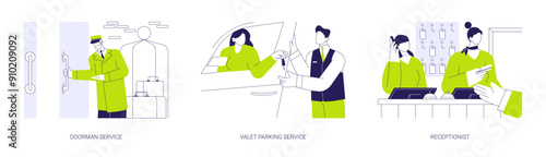 Hotel services abstract concept vector illustrations.