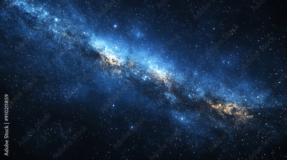 Fototapeta premium Abstract cosmic illustration of swirling nebulae, distant stars, and vibrant galaxies in a dark, starry sky