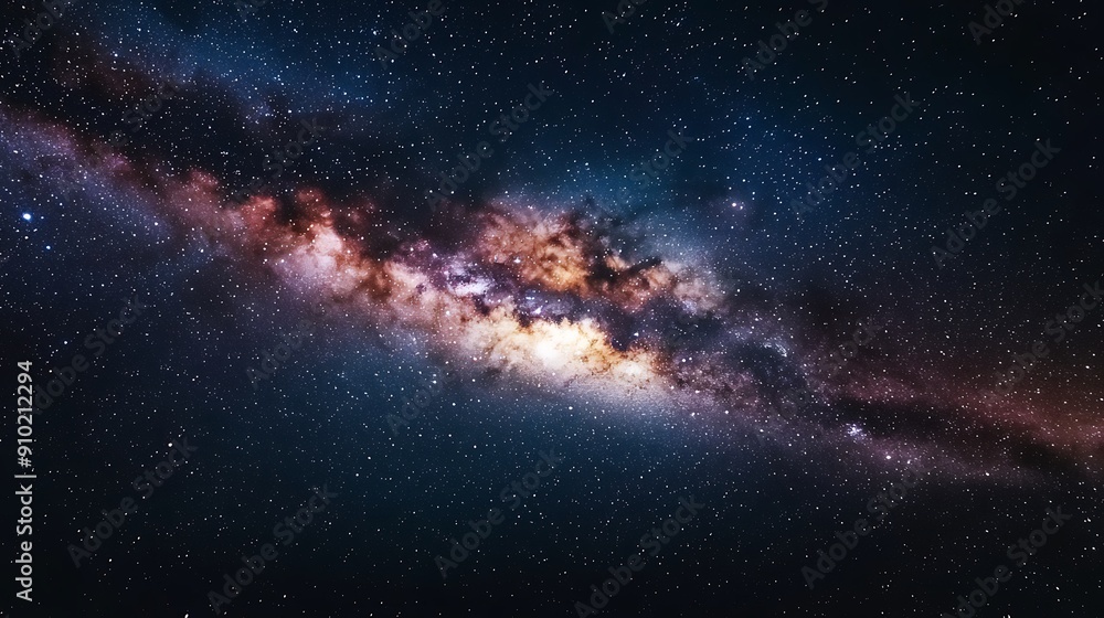 Fototapeta premium Celestial canvas of swirling nebulae and distant galaxies, illuminated by countless stars in a mesmerizing cosmic dance