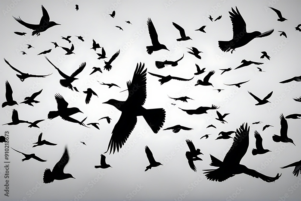 Fototapeta premium set of silhouettes of birds