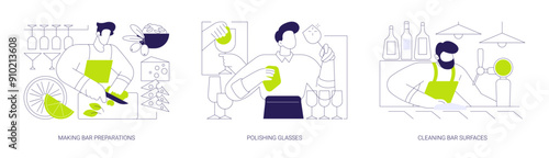 Bartending abstract concept vector illustrations.