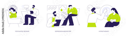 Psychiatric consultation abstract concept vector illustrations.