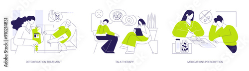 Addiction psychiatry abstract concept vector illustrations.