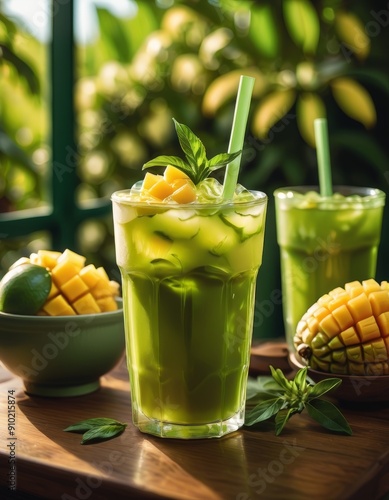 Drink on a wooden table in a bar on a dark background