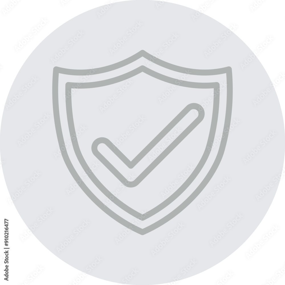 Shield with checkmark Vector Line Grey Circle Grey Shield with checkmark Vector Line Grey Circle Grey