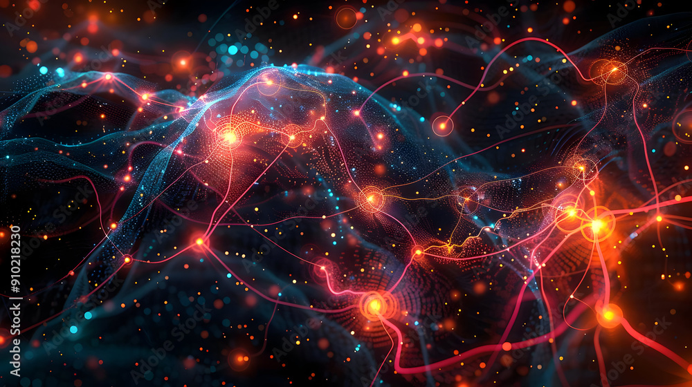 Abstract 3D Background with Glowing Lines and Points Abstract 3D Background with Glowing Lines and Points