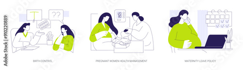 Healthier mothers and babies abstract concept vector illustrations.