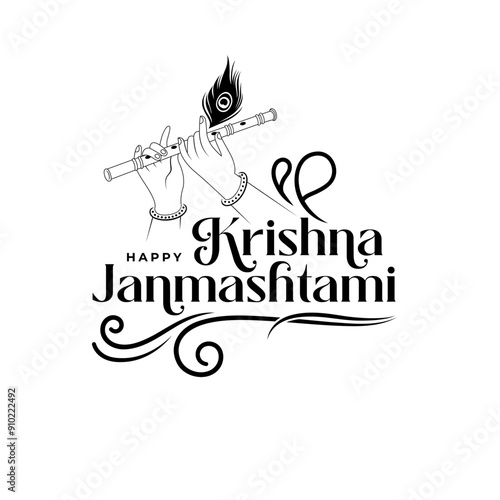 Happy Krishna Janmashtami Typography Design Vector Illustration