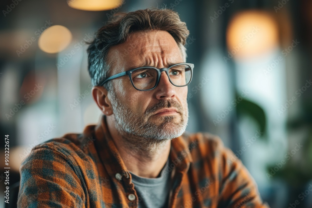 Stressed Middle-aged Man Struggling with Deadline Pressure in the Office Stressed Middle-aged Man Struggling with Deadline Pressure in the Office