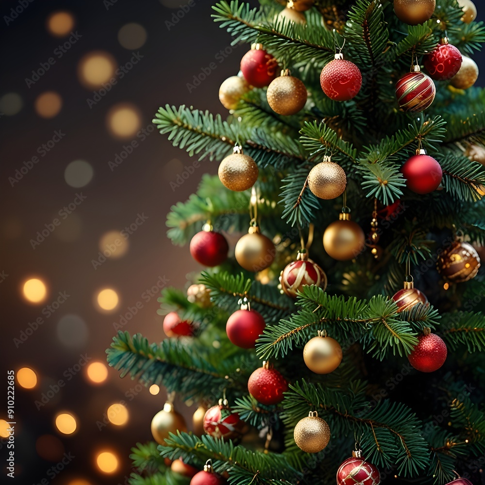 Fototapeta premium Close up of balls on christmas tree.