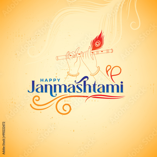 Happy Janmashtami Typography Design Vector Illustration