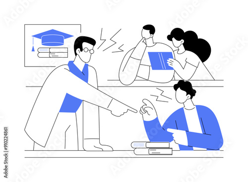 Teacher-student conflict isolated cartoon vector illustrations.