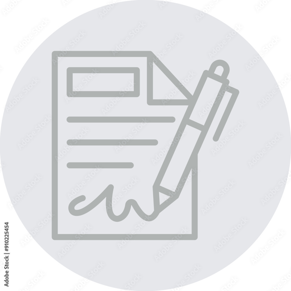 Contract Signing Vector Line Grey Circle Grey Contract Signing Vector Line Grey Circle Grey