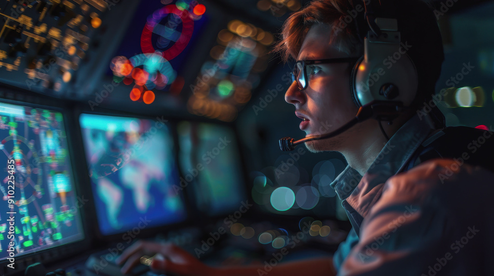 Obraz premium the air traffic controller. International Air Traffic Controller Day.