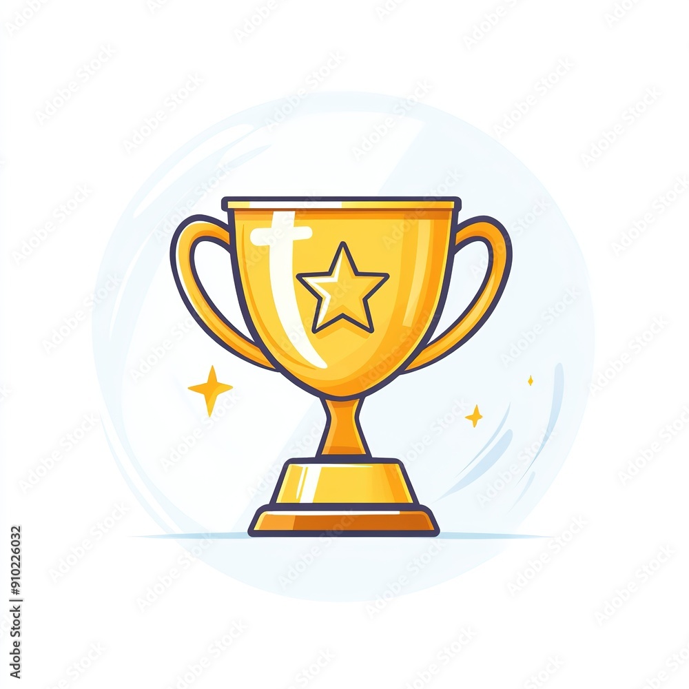 Shiny Golden Trophy Icon with Star Emblem, Flat Design Clipart, Isolated on White Background, High-Resolution Professional Illustration Shiny Golden Trophy Icon with Star Emblem, Flat Design Clipart, Isolated on White Background, High-Resolution Professional Illustration