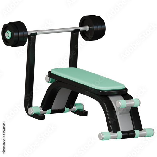 Bench Press 3d icon isolated on transparent background, 3d rendering, 3d fitness icon photo