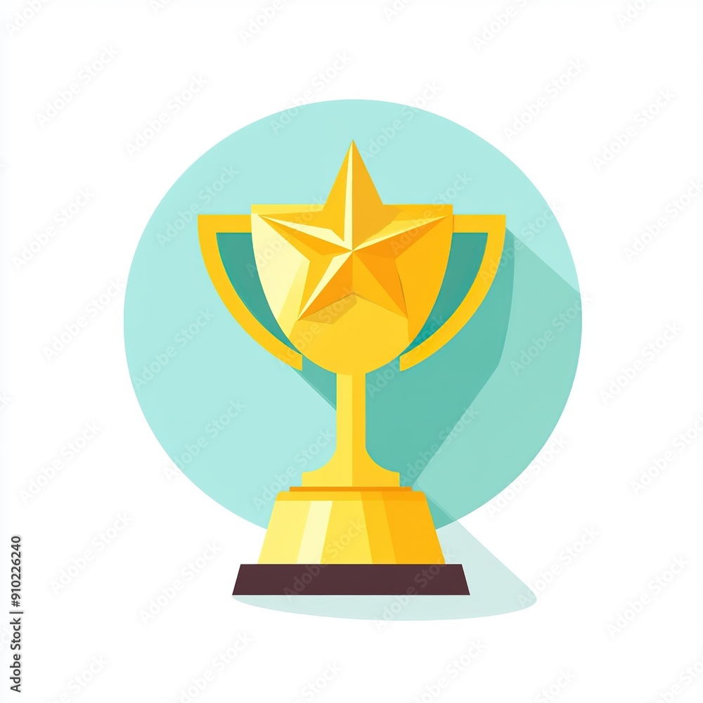 Shiny Golden Trophy Icon with Star Emblem, Flat Design Clipart, Isolated on White Background, High-Resolution Professional Illustration Shiny Golden Trophy Icon with Star Emblem, Flat Design Clipart, Isolated on White Background, High-Resolution Professional Illustration