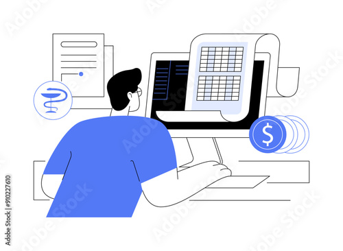 Medical insurance billing isolated cartoon vector illustrations.