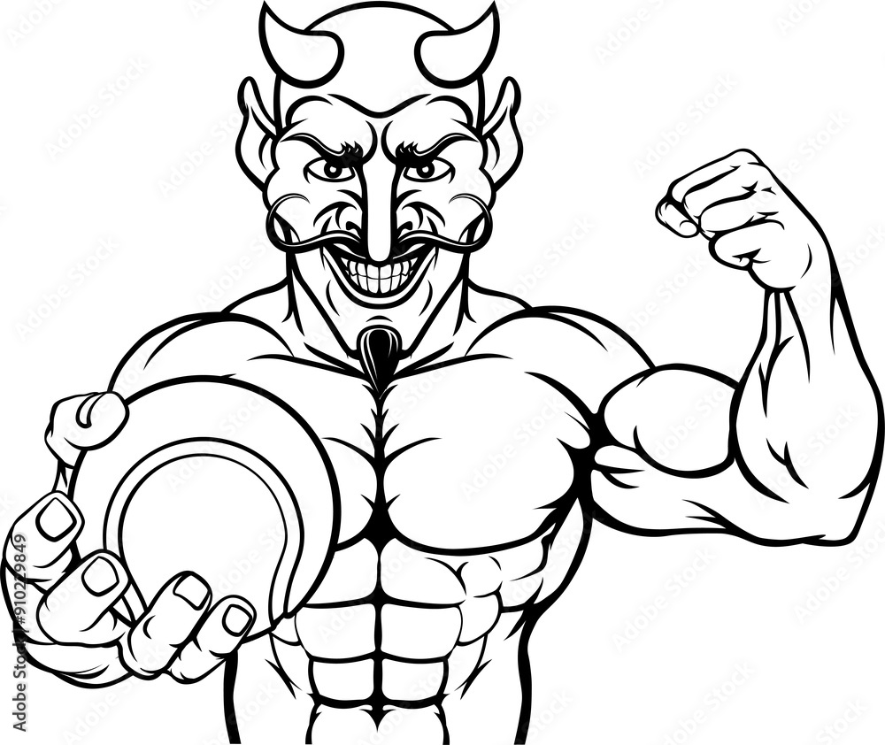 Devil Tennis Sports Mascot Holding Ball Devil Tennis Sports Mascot Holding Ball