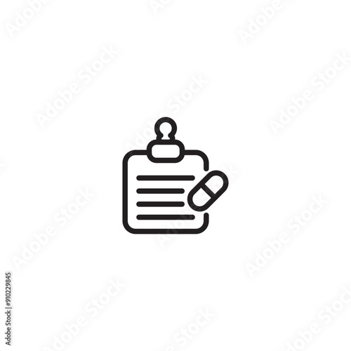 Vaccine research science prescription medical in envelope vector illustration line icon. Medical History icon. Editable icon.