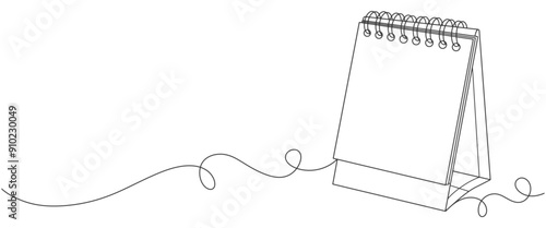 Desk calendar in one continuous line art vector illustration. Calendarr Doodle contour vector illustration 