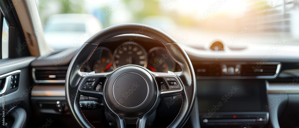 Super clean car interior with shining dashboard, immaculate detail Super clean car interior with shining dashboard, immaculate detail