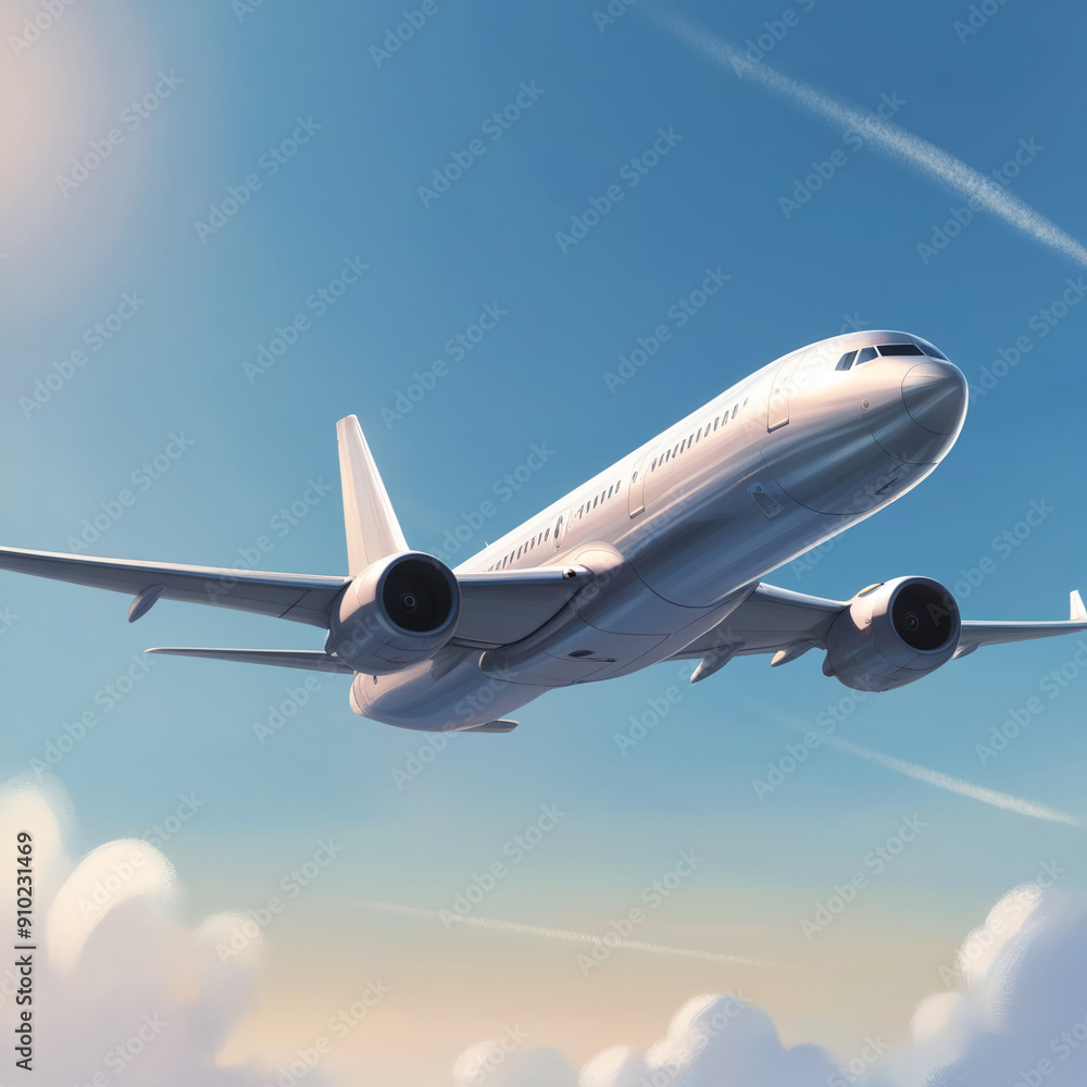 Obraz premium An airplane in a clear, clean sky.