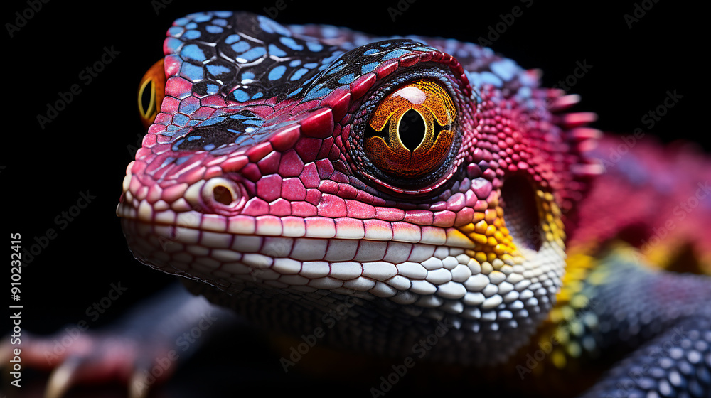 closeup of a colorful chameleon lizard. generative ai closeup of a colorful chameleon lizard. generative ai