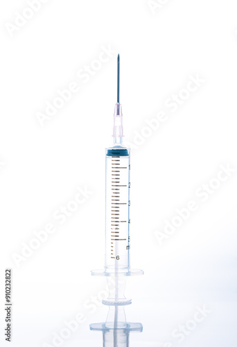 Close up of syringe needle isolated on white background,Medical syringe isolated