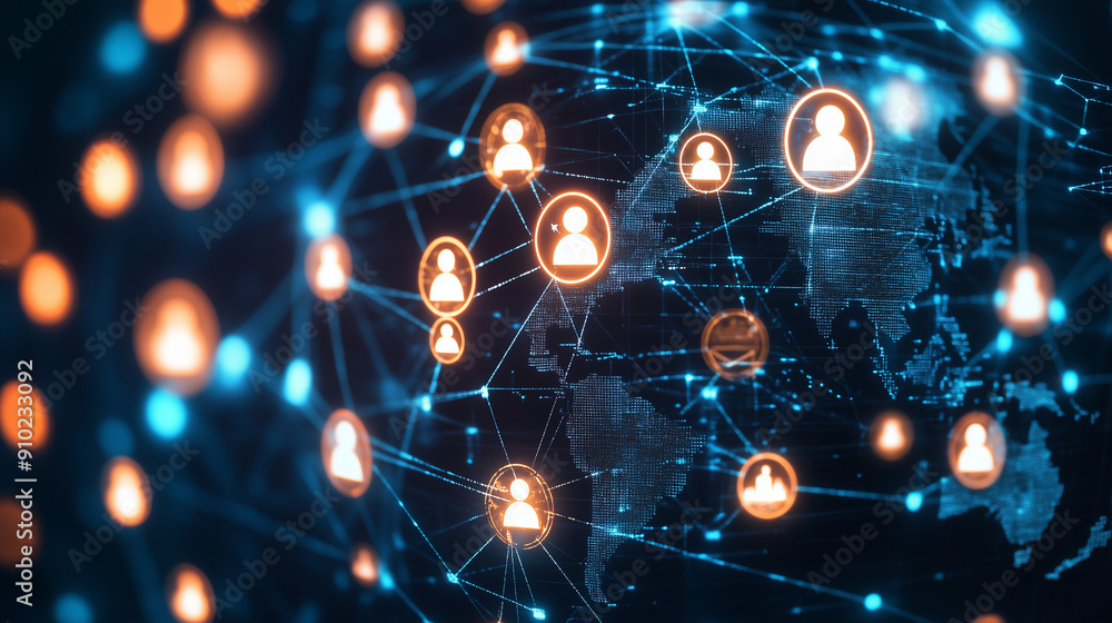 Obraz premium Effective HR Recruitment and Global Outsourcing through Data Analysis, Customer Connections, and a teamwork strategy.