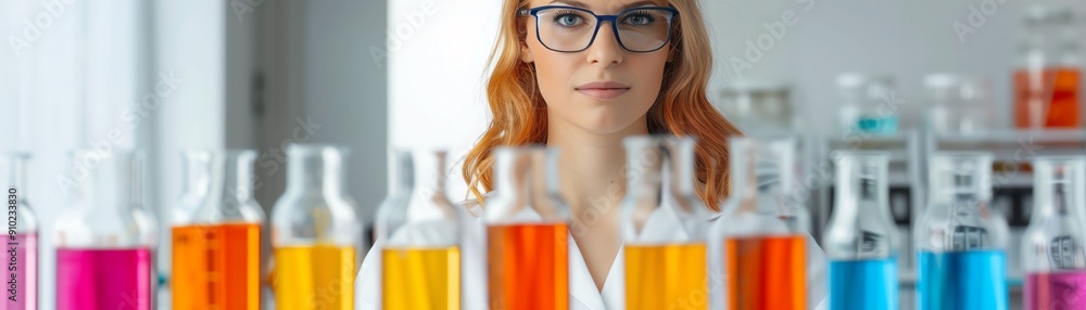 Science lab with students conducting experiments, scientific education Science lab with students conducting experiments, scientific education