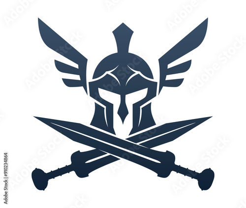 Spartan helmet with crossed swords