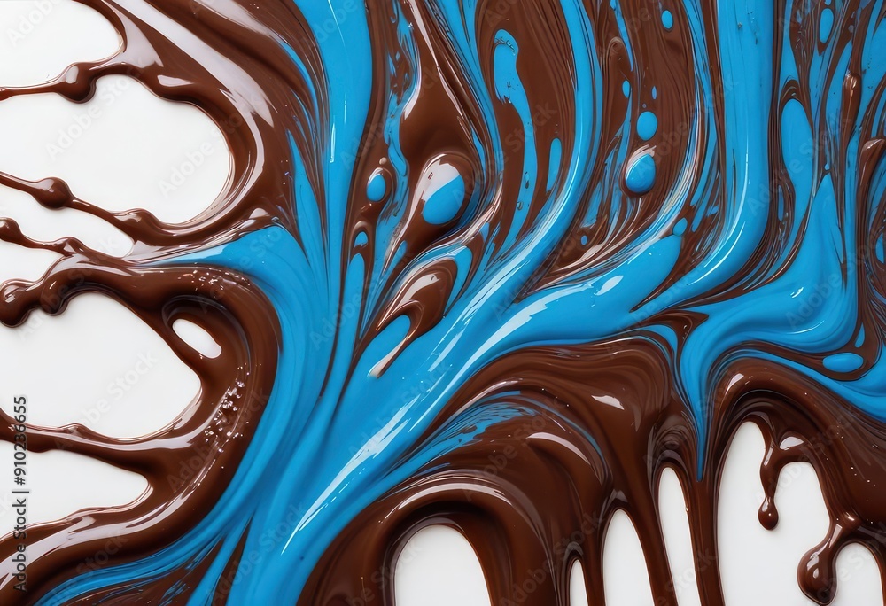 Liquid chocolate syrup isolated on white background, clipping path, full depth of field, ai Liquid chocolate syrup isolated on white background, clipping path, full depth of field, ai