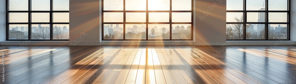 Fototapeta premium Super clean windows with sunlight streaming, crystal clear