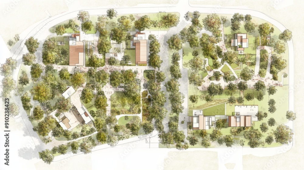 Conceptual layout of a new village development with emphasis on green ...