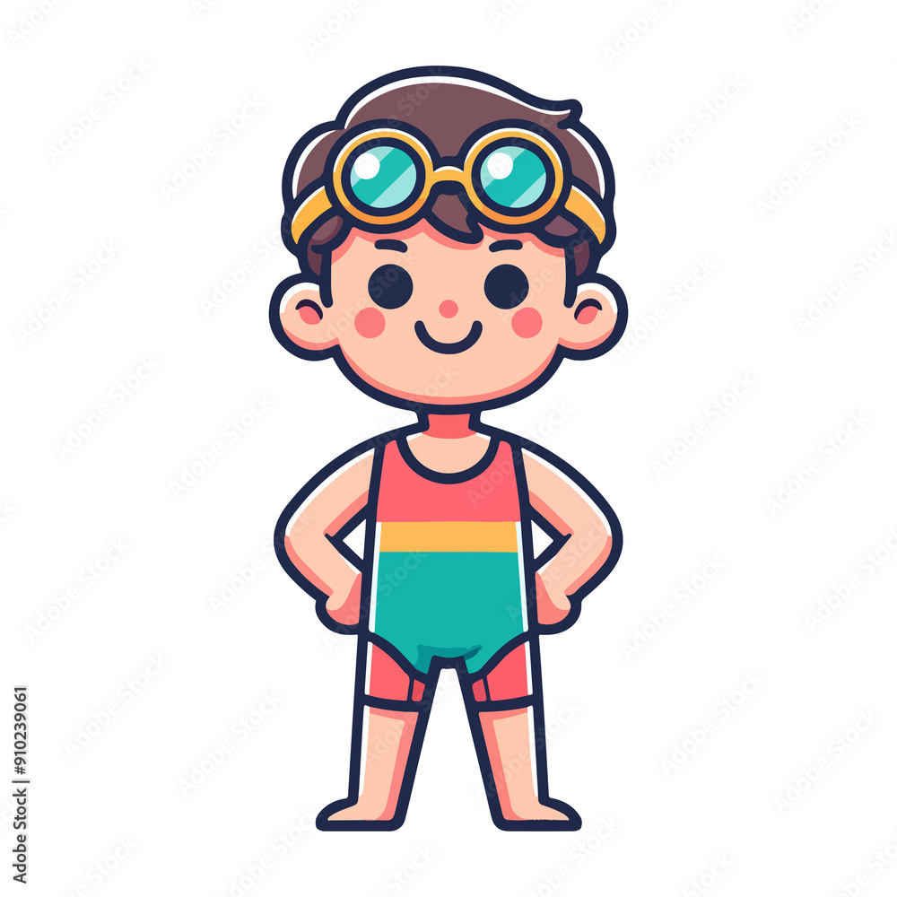 cute boy wearing swimsuit icon character cute boy wearing swimsuit icon character