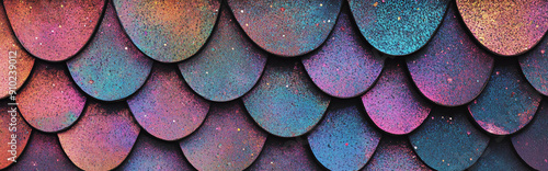 Wallpaper Mural Blue, turquoise iridescent sequin texture Torontodigital.ca