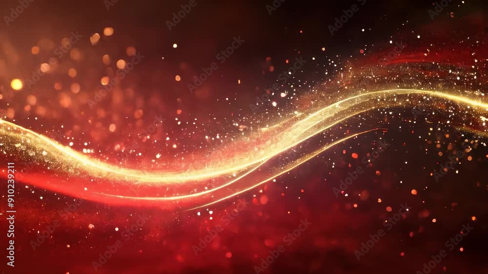 Luxury red color background with golden line elements and curve light ...