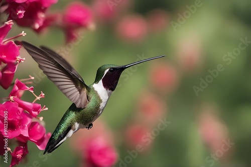 colubris hummingbird throated ruby archilochus bird nature wild flower wildlife avian wing fauna animal fly flying throat male photo