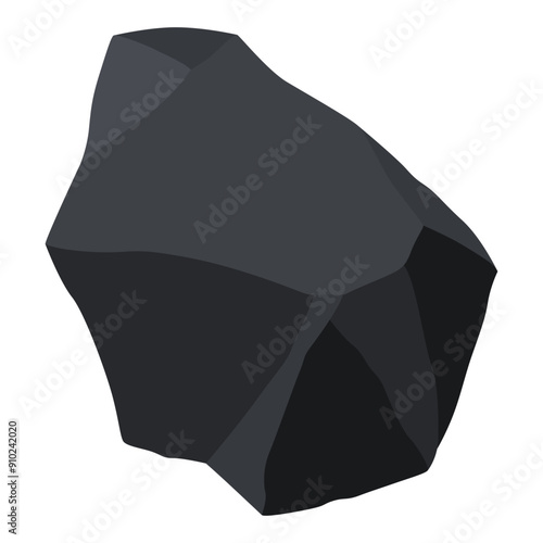 Coal black mineral resources. Pieces of fossil stone. Polygonal shape. Black rock stone of graphite or charcoal. Energy resource charcoal icon