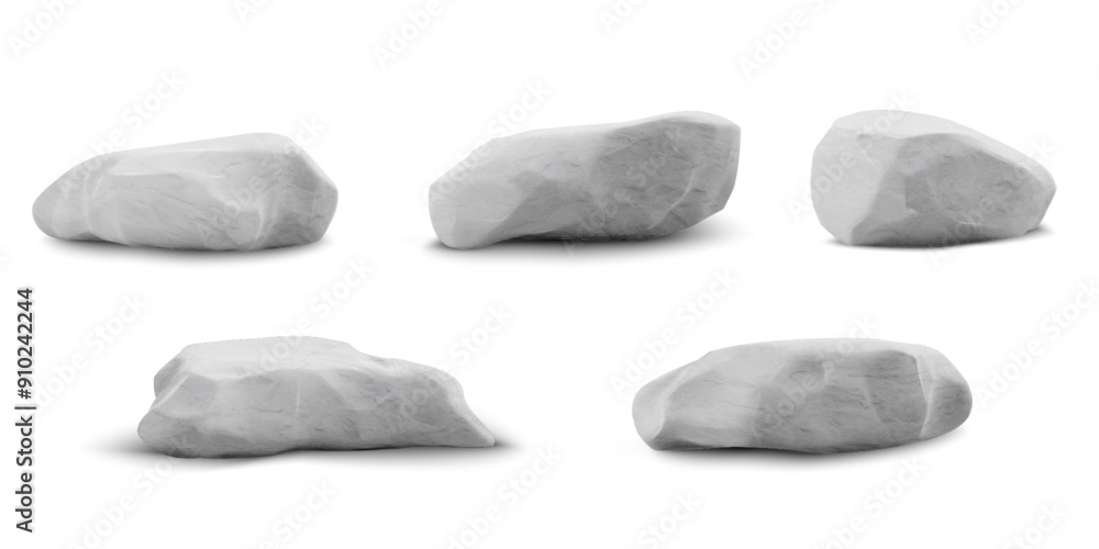 Set of vector gray stone podiums on isolated background. Set of vector gray stone podiums on isolated background.